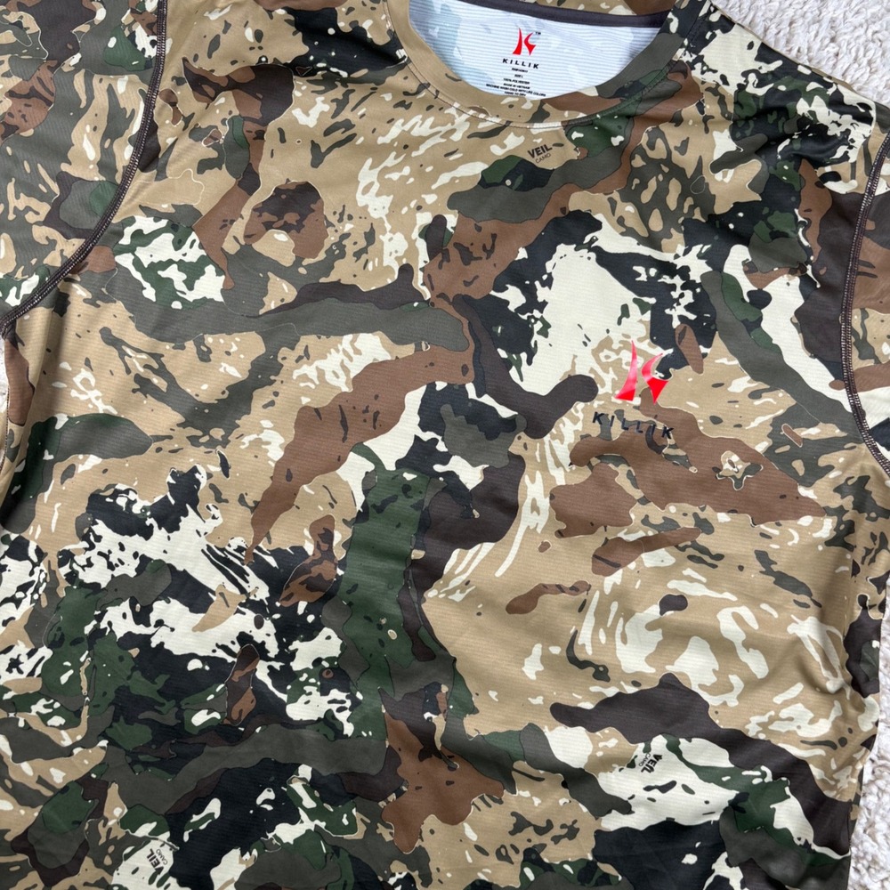 Killik Mens Short Sleeve Camo T-Shirt Large Brown Veil Camo Performance Tee
